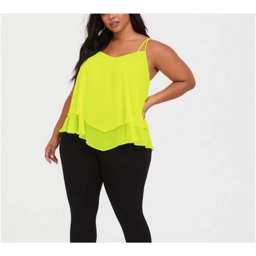 Torrid Georgette Layered Swing Cami Tank Top Womens Neon Yellow 5XL
